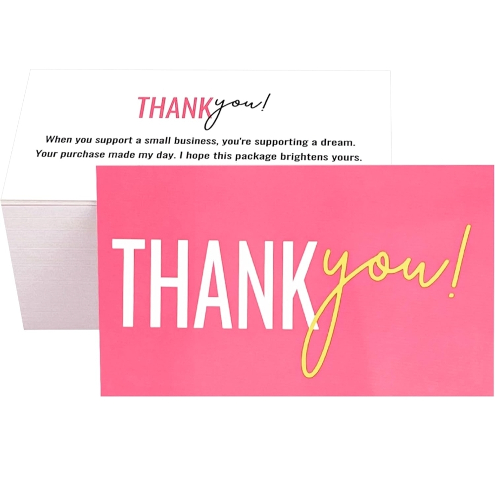 🖤Pink Thank You Cards With Sweet Message 100pcs